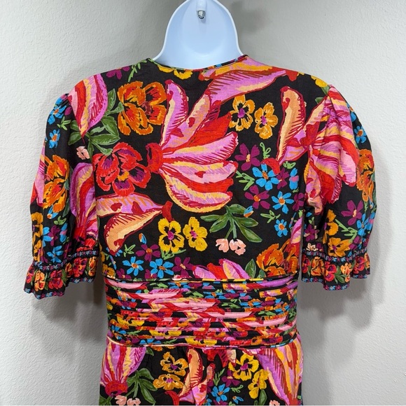 Farm Rio Pink Black Spring Bananas Dress Size Small - Picture 4 of 16